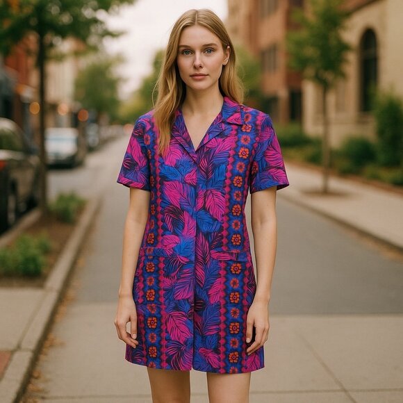 Tori Richard Honolulu Jaxon Tropical Print Dress Size S - Picture 1 of 11